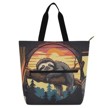 Imagem de Linda bolsa feminina de preguiça dormindo para trabalho, lona, praia, livros, zíper, professores, presente para amantes de livros