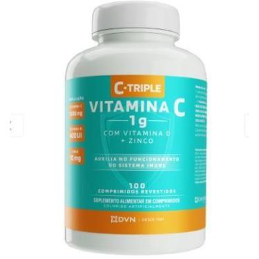 Imagem de C-triple Vitamina C + D e Zinco 100 Comprimidos 500mg - DVN