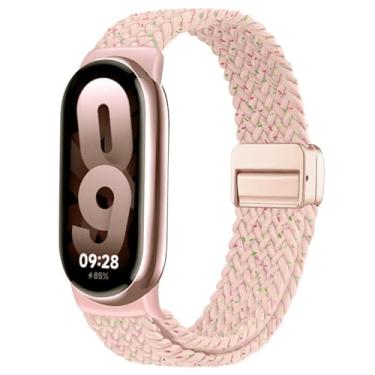 Imagem de Issinlky Pulseira trançada de nylon compatível com Xiao Mi Band 8/9/10, tira elástica para mulheres e homens