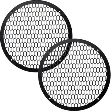 Imagem de BassRockers 25,4 cm capa de grade protetora de malha hexagonal resistente para subwoofer/alto-falantes de 25,4 cm, ajuste universal, preto, 4 furos para portas de áudio de carro, cápsulas, caixas