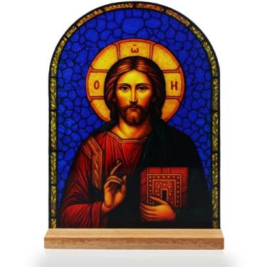 Imagem de TALPGOD Estátua de enfeite católico em pé de Jesus – Estátua do Sagrado Coração de Jesus Decoração de mesa acrílica para altar e mesa de casa, presente cristão para mulheres e homens