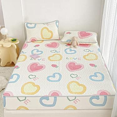 Imagem de TRGCJGH Tapete de colchão de látex com resfriamento de verão, tapete de resfriamento com fronha, tapete de dormir de verão, tapete de 3 peças, envoltório de 360°, colorido-150 x 200 cm / 59 x 79