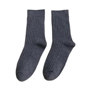 Imagem de Meias De Algodão Femininas De Cano Médio Em Cores Sólidas Para Uniform