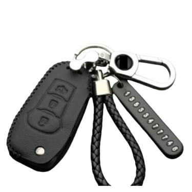 Imagem de Capa de couro para chave fob compatível com Ford Focus/3/4/ST/RS/Mondeo MK3 MK4/Fiesta/Fusion/Kuga 2013 2014 2015 2017-2019 Capa para chave remota de carro(StyleB)