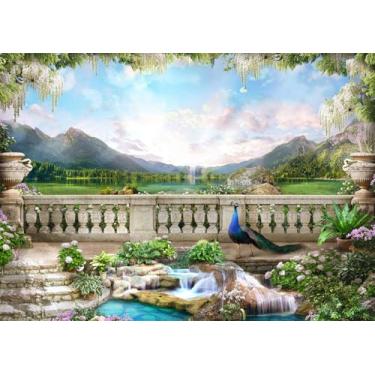 Imagem de DePhoto 2,8 x 1,8 m primavera vintage jardim varanda pano de fundo flores retrô corredor romano pavão lago montanha cachoeira fundo fotografia aniversário festa casamento decoração adereços estúdio