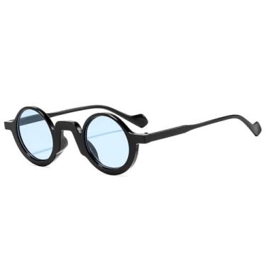 Imagem de Óculos de Sol UV400 - Pequenos Redondos com Estampa de Leopardo Punk para Homens e Mulheres, Ideais para Esportes ao Ar Livre, Corrida e Ciclismo, Preto e Azul