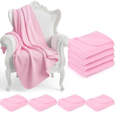 Imagem de HunnmingRe Pacote com 8 cobertores de lã 159 x 121 cm, festa do pijama macia e itens essenciais para festa de spa (rosa choque)