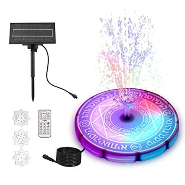 Imagem de Bomba de Fontana Solar com Luz RGB 6W Bateria Interna 3600mAh Água Flutuante Spray Ajustável 6 Modos Iluminação Controle Remoto Painel 3 Bicos para Pá