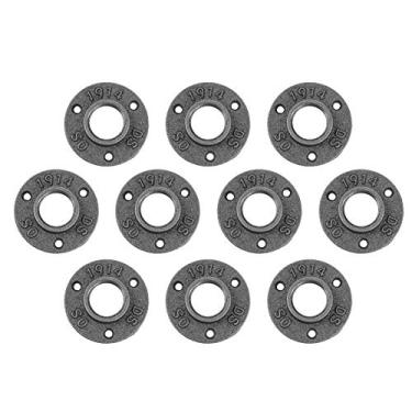Imagem de 10 PCS Flange de piso de ferro maleável preto BSP Tubo de encaixe com rosca Flange de parede antiga Flanges de ferro fundido de alta resistência para projetos DIY de móveis (DN25 1'')