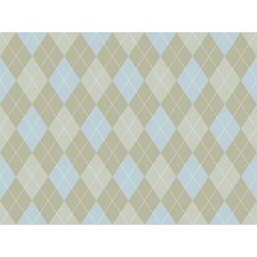 Imagem de Wallderful Papel de parede xadrez azul e marrom removível Argyle xadrez papel de parede de contato geométrico vintage para cozinha backsplash quarto armários de banheiro paredes de destaque 44,5 x