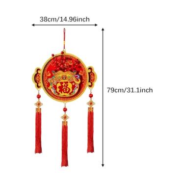 Imagem de UGPLM Decoração de Ano Chinês para Pendurar, Pingente da Sorte para Festas, Decoração Tradicional de Ano Lunar com Cavalos de 2026 para as Festas, Style B