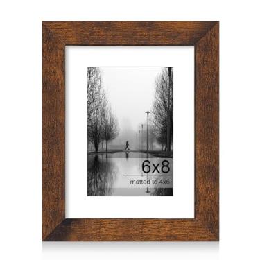 Imagem de iRahmen Porta-retrato 15 x 20 cm com vidro temperado HD, exiba imagens 10 x 6 com tapete ou 15 x 20 sem tapete, molduras de madeira para mesa e parede (marrom escuro, 1 pacote)