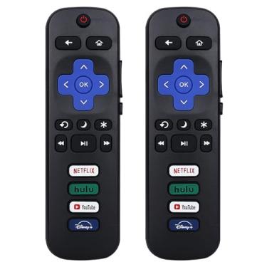 Imagem de Pacote com 2 controles remotos universais de substituição para Roku TV, fácil uso, sinal estável, sem necessidade de configuração, compatível com Smart TVs habilitadas para Roku (não para Stick ou Box