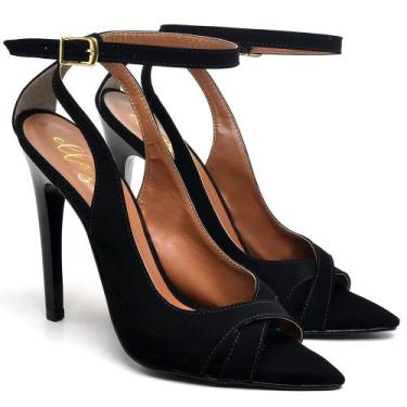 Imagem de Sandália Salto Alto em Couro Preto Ella's, 35, Feminino, Preto