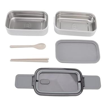 Imagem de Zerodis Lancheira de Aço Inoxidável, Recipiente de Camada Dupla de Grau 304, Resistente a Vazamentos, Micro-ondas, para Suporte de Refeição para Crianças e Adultos (2 compartimentos)