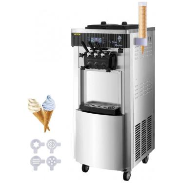 Imagem de Máquina de Sorvete Soft Comercial VEVOR Prata 3 Sabores Alta Produção 20-28L/h 2200W Modelo YKF-8228H