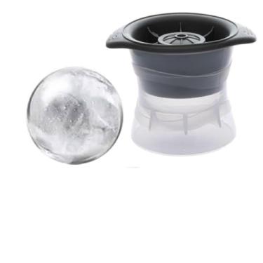 Imagem de Forma de Gelo Esférica 6,3cm com Tampa em Silicone Molde Bola Para Bebidas Drinks Coquetéis Sucos BPA Free (Rosa)