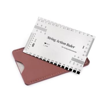 Imagem de Régua de medidor de ação de cordas, ferramenta profissional de configuração de guitarra com escalas duplas de mm e 1/162.6 cm - para guitarra elétrica, acústica, baixo - inclui tabela de medidas e