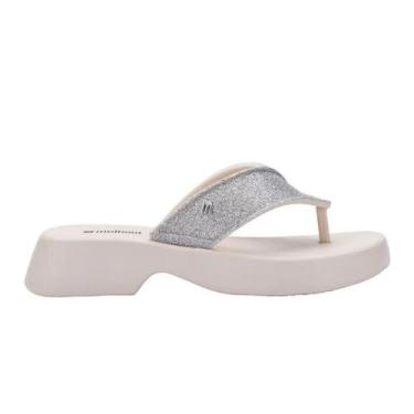 Imagem de Sandália Melissa Flatform M Lover Glitter Bege Claro