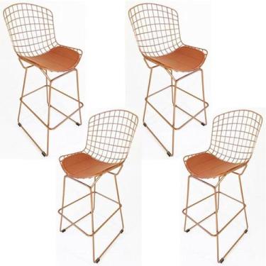 Imagem de Kit 4 Banquetas BERTÓIA cobre altura 60cm - Poltronas do Sul