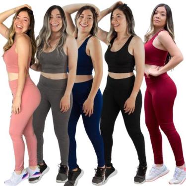 Imagem de Kit 3 Conjuntos Fitness Feminino Suplex Roupa Academia - Jinkingstore,
