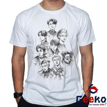 Imagem de Camiseta Ateez 100% Algodão KPOP Geeko, Branco gola redonda, GG