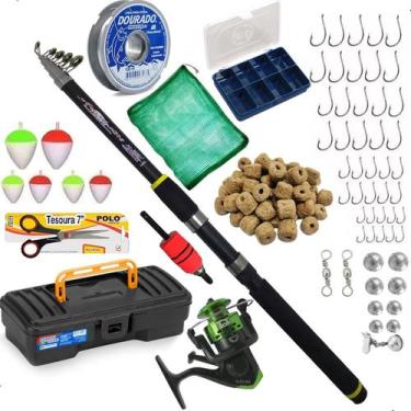 Imagem de Kit Pesca Pescaria Completa Vara 2,40m Molinete Maleta Itens - Marine 