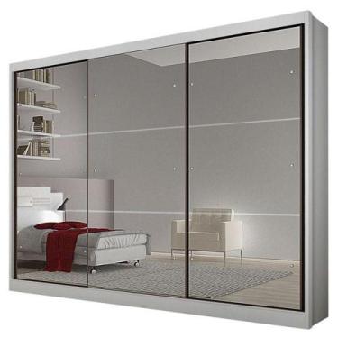 Imagem de Guarda Roupa Casal Atlanta 3 Portas 8 Gavetas Neve Com Espelho - Novo 
