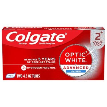 Imagem de Colgate Creme Dental Optic White Advanced Para Clareamento Dental, 2% De Peróxido Hidrogênio Icy Fresh, 4,5 Oz, Pacote Com 2