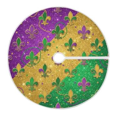 Imagem de ATTX Saia de árvore com ícones de carnaval com glitter de 90 cm – Decoração festiva para festas de ano novo e carnaval #379