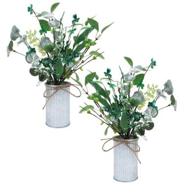 Imagem de Zythrem Palmeira, 2 unidades, decorações para o dia de São Patrício, palitos de trevo artificial, 35,5 cm, para decoração do dia de São Patrício, decoração de mesa e centro de mesa