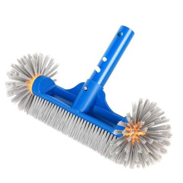 Imagem de AQUAFLY Cabeça de escova de piscina de plástico de 32 cm com cerdas de nylon de alta densidade | Extremidades arredondadas e alça para limpeza de escova de canto | Limpador azul flutuante leve, seguro