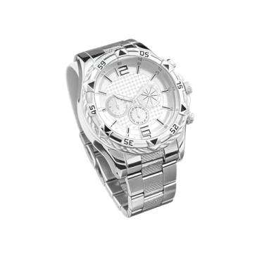 Imagem de Relógio Masculino Esportivo em Aço Inoxidável Dourado com Mostrador Texturizado, Resistente à Água, Movimento Quartzo, 45mm