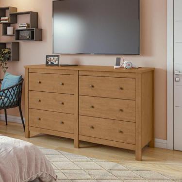 Imagem de Cômoda Maggiore 6 Gavetas Amêndoa Clean - Móveis Lopas