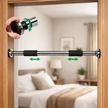 Imagem de Barra De Porta Regulável Fitness Flexão 62 100cm Até 100kg - A Casa da