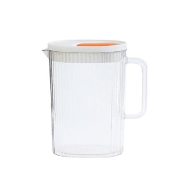 Imagem de Jarra de água para servir bebidas com tampa, recipiente de suco de 2,2 L, chaleira doméstica para água, chá gelado, suco, limonada, garrafa de água com leite (branca)