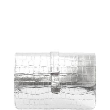 Imagem de Bolsa Feminina Leopoldine Couro Legítimo Prata Detalhe em Fivela e Alça Removível-Feminino