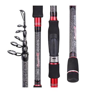 Imagem de Vara de pesca vara de pesca telescópica de fibra de carbono super leve duas cores equipamento de pesca para pesca 1,8/2,1/2,4/2,7 m (vermelho, 2,7 m)