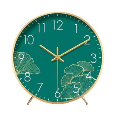 Imagem de KEG801302 Decoração de casa moda relógio de mesa silencioso sem tique-taque relógios de mesa relógio de mesa relógio de mesa HD lente de vidro fácil de ler decoração de mesa bancada (verde)