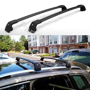 Imagem de YiXi-Partswell 2 peças de rack de teto travável barras transversais bagageiro alumínio adequado para VW Volkswagen Touareg 2011-2018 - preto
