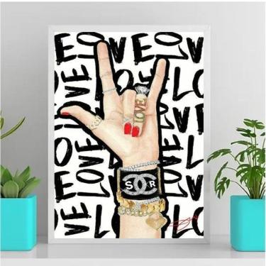 Imagem de Quadro Feminino Rock Love Fashion 33X24Cm Branca