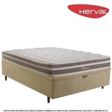 Imagem de Cama Box Baú Casal, Molas Ensacadas Herval Hórus, 74x138x188 cm