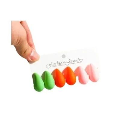 Imagem de Brincos De Argola Em Acrílico Multicoloridos Em Forma De Gota 3 Pares 