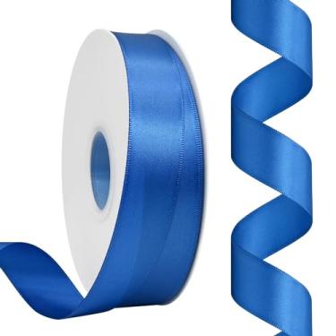 Imagem de Rilisili Fita de cetim azul real de 2,5 cm e 50 metros fitas de cetim de poliéster dupla face para embrulho de presente, artesanato, casamentos, convites, buquê de flores, decoração de casa, costura