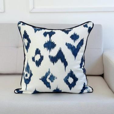 Imagem de Capa Almofada Linhão Geometrica Branca e Azul 45x45 Azul - AMOFADAS