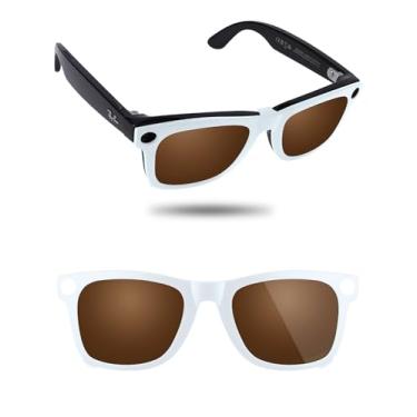 Imagem de Fiskr Óculos de sol clip-on polarizado para Ray-Ban Meta Wayfarer RW4008 e Gen 2 RW4012(53-22), clipe de descoloração protege seus olhos, Marrom âmbar., 53*22mm