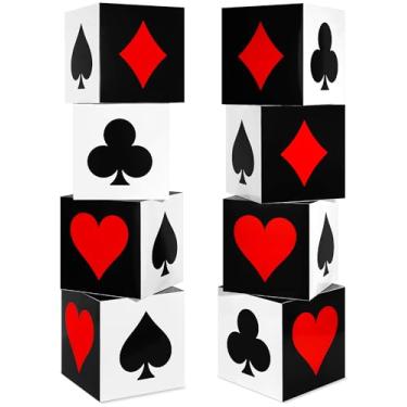 Imagem de Zhanmai 8 peças de decorações de festa de cassino Las Vegas suprimentos de festa noturna grandes caixas de lembrancinha de pôquer em massa para centros de mesa de festa de aniversário 30 x 30 x 30 cm