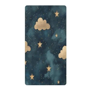 Imagem de Blueangle Lençol de berço padrão para berço infantil - Lençóis de algodão macio e respirável com nuvem de aquarela (312)