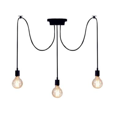 Imagem de Luminária pendente E27 estilo retrô, lustre faça você mesmo com várias lâmpadas, luminária de teto industrial tipo aranha para escritório, sala de jantar, hall de entrada, quarto e hotel. Lâ