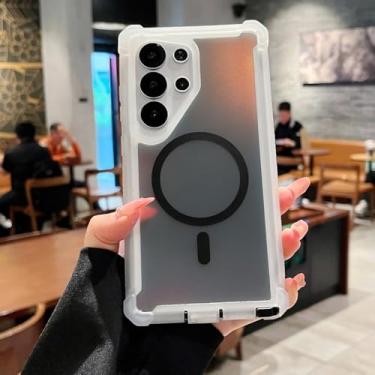 Imagem de HJZSZX Capa protetora anti-queda para Samsung S25 com capa magnética para carregamento sem fio (para Samsung S25/preto)